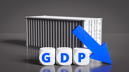 Concept of economic indicator GDP falling,3d rendering